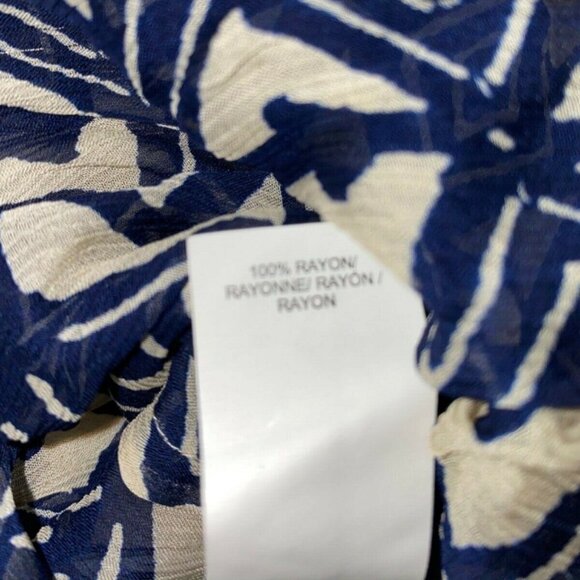 Lucky Brand Womens S Mixed Print Peasant Blouse 100% Rayon Blue & Beige - Picture 4 of 8